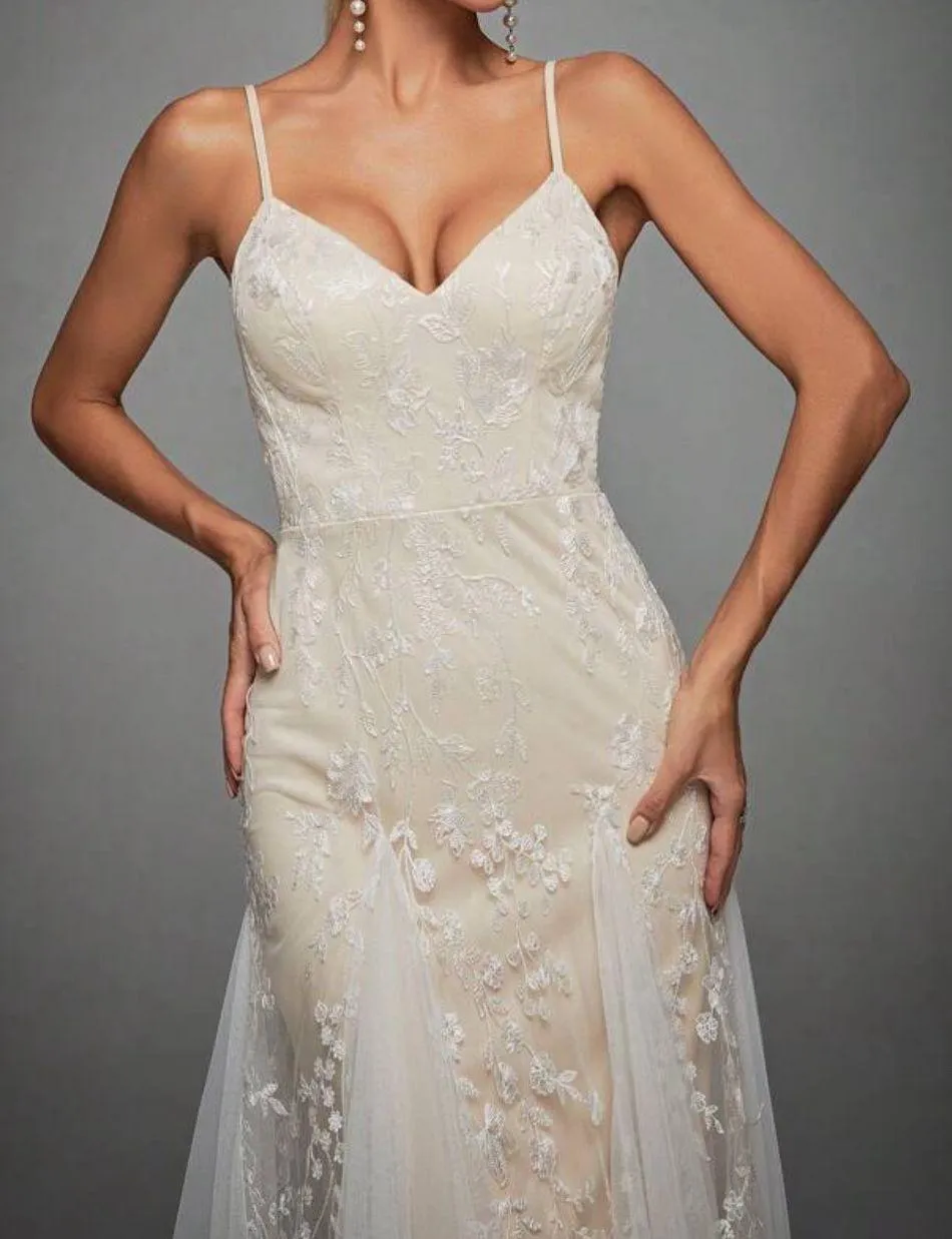 Mesh And Lace Maxi Prom Dress  - Image 5