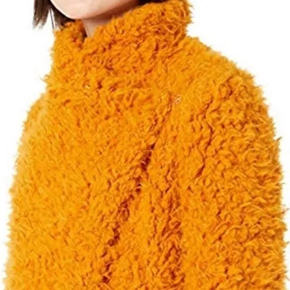 NWT Vero Moda Jayla Shaggy Short Teddy Moto Jacket Thai Curry Women’s Size Small - Image 10