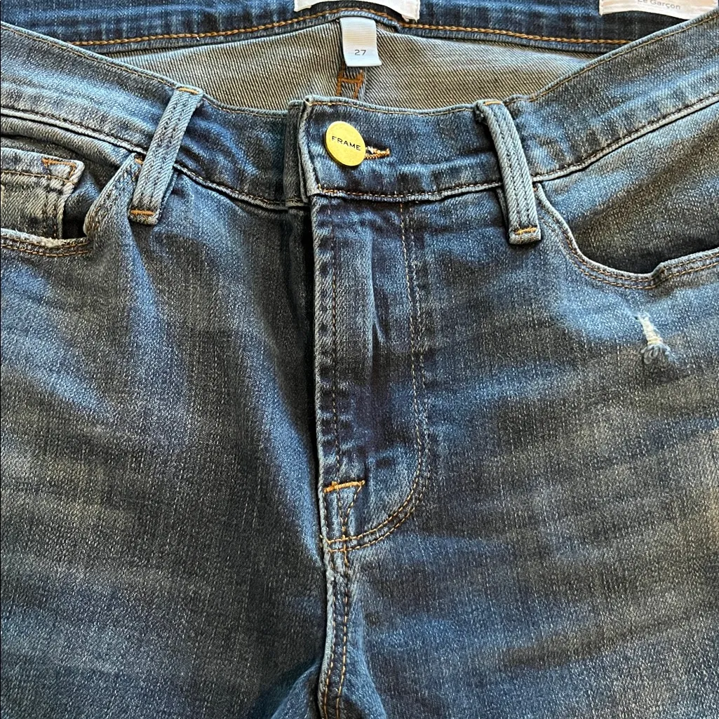 Frame Denim Le Garçon Straight Leg Mid Rise Size 27 - Image 15