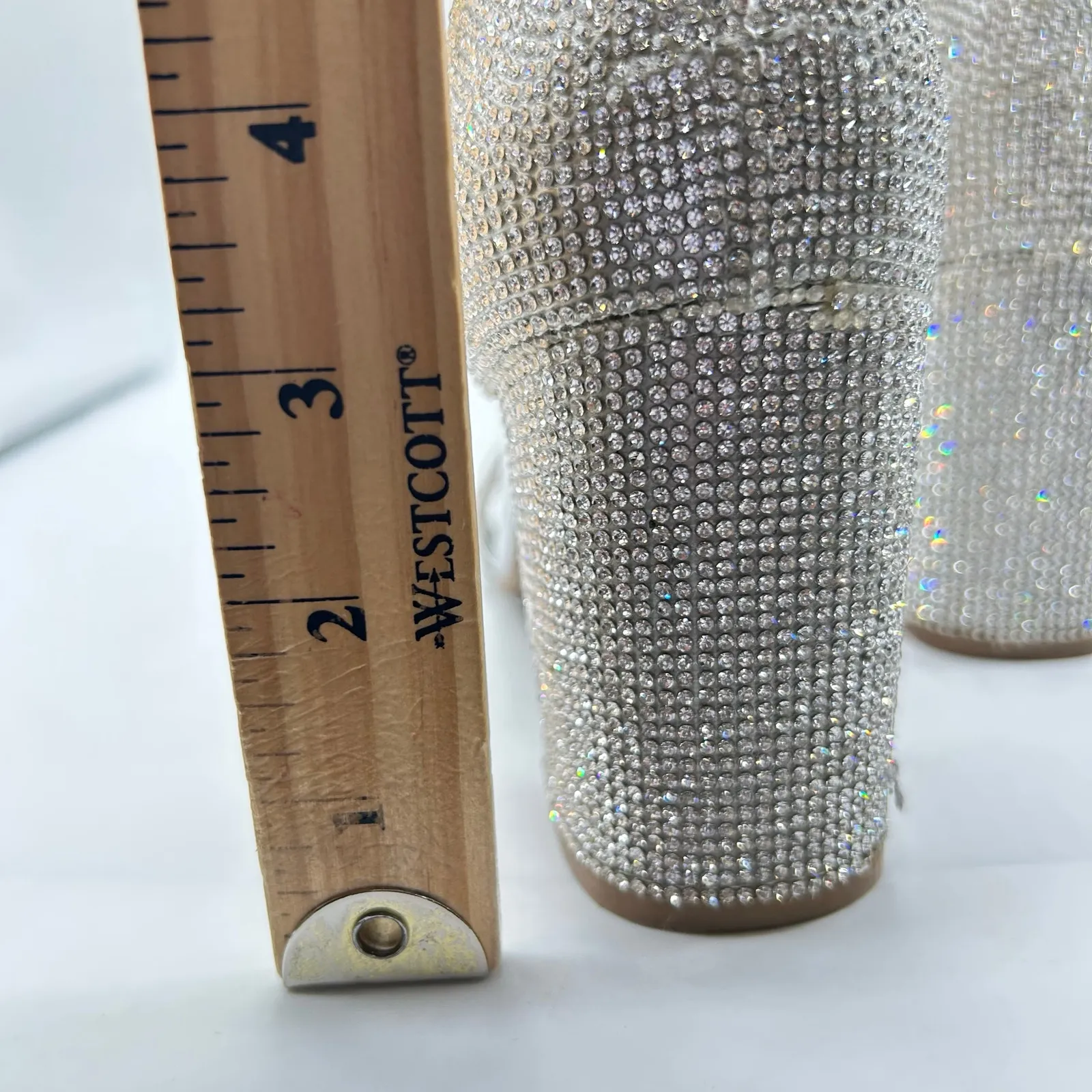 Womens Sandals 8W Wide Silver Rhinestones Open Toe Block Heel C Comfort‎ Brand Size 8 - Image 9