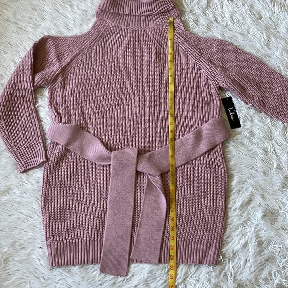Lulus Women’s Sweet Demeanor Pink Turtleneck Cold-Shoulder Sweater Dress Small - Image 8
