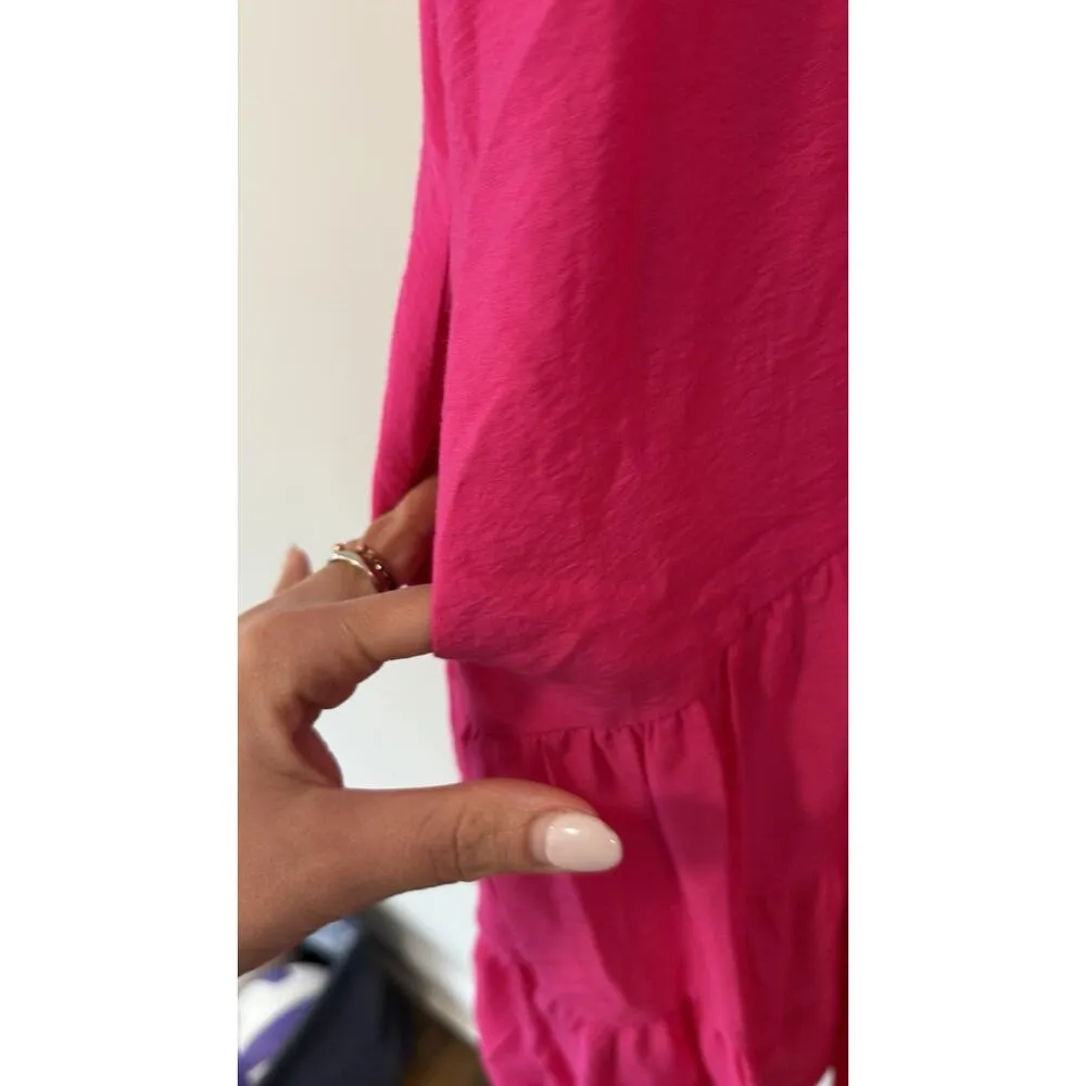 Anthropologie Maeve Dress Womens Small Pink Marlene Tiered Midi Size XS P 1782 - Image 10