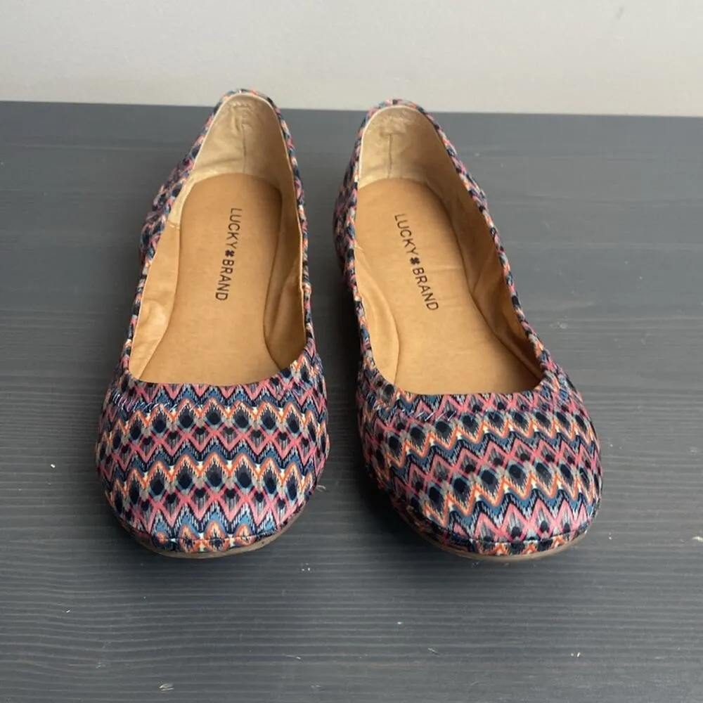 Lucky Brand Echo Ballet Flat Multicolor Aztec Woven Design Size 8 - Image 3