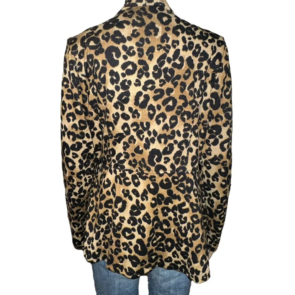 Roz & Ali leopard print open drape front cardigan - Image 4