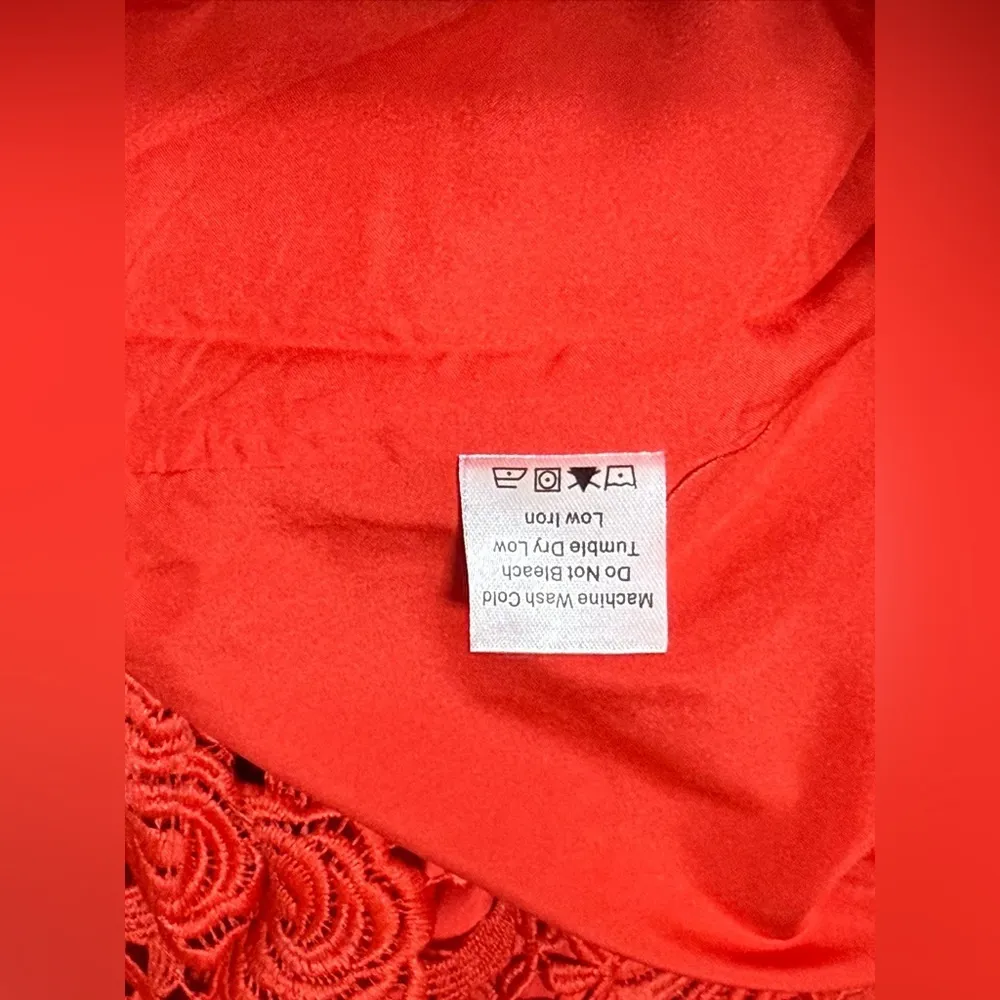 Tuckernuck Faye Red Guipure Lace Blouse XXS NWT Ruffle Bow Back Cocktail Top - Image 11