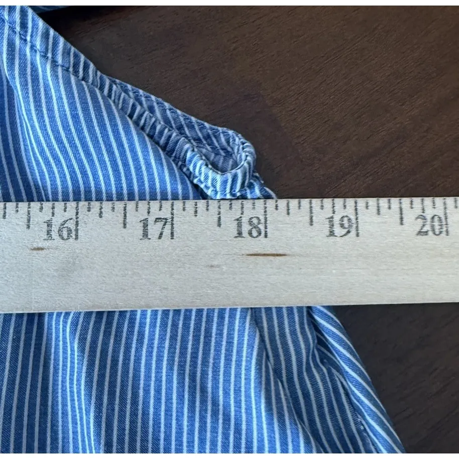 SO Womens Large Chambray Tiered Cropped Blouse Top Preppy Boho Going‎ Out - Image 7