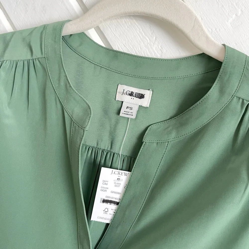 J.Crew Factory Petite Popover Placket Blouse in Gatlin Green Petite Small PS NWT Size undefined - Image 6