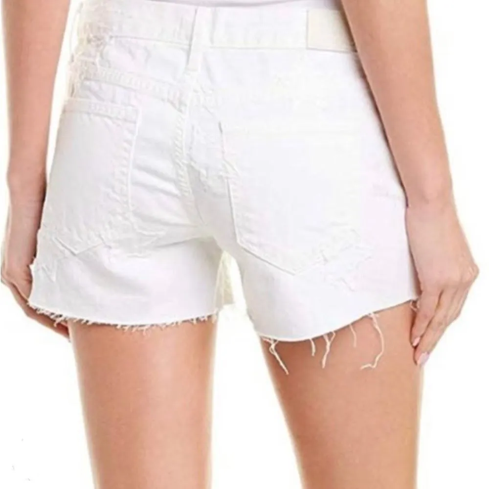 RAILS Logan Star Pattern Distressed Denim Shorts White Sz 24 - Image 2