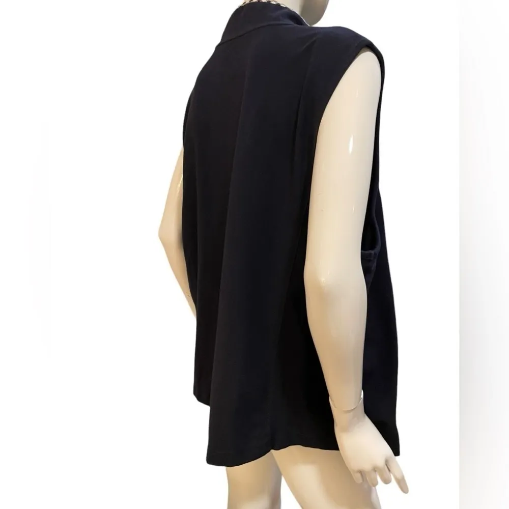 Talbots Gingham Blue White Front Pockets Zipper Vest 3X - Image 3