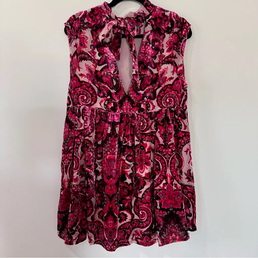 Free People All the Time Paisley Velvet Cap Sleeve Mini Dress Size S - NWOT - Image 7