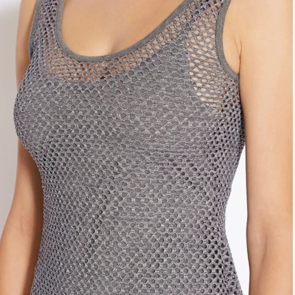 Topshop Gray Fishnet Spandex Sleeveless Bodycon Dress Size 2 - Image 7
