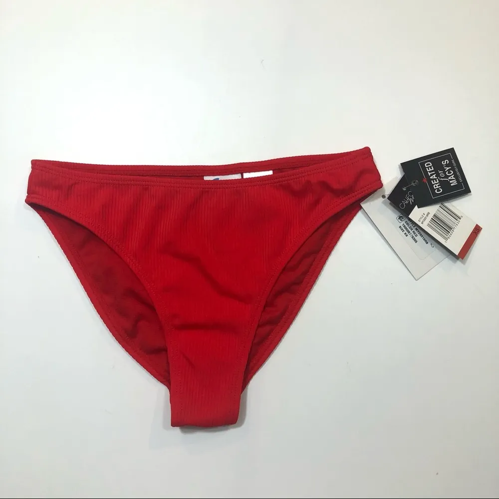 California Waves RED Ribbed Bikini Swim Bottom - Image 6