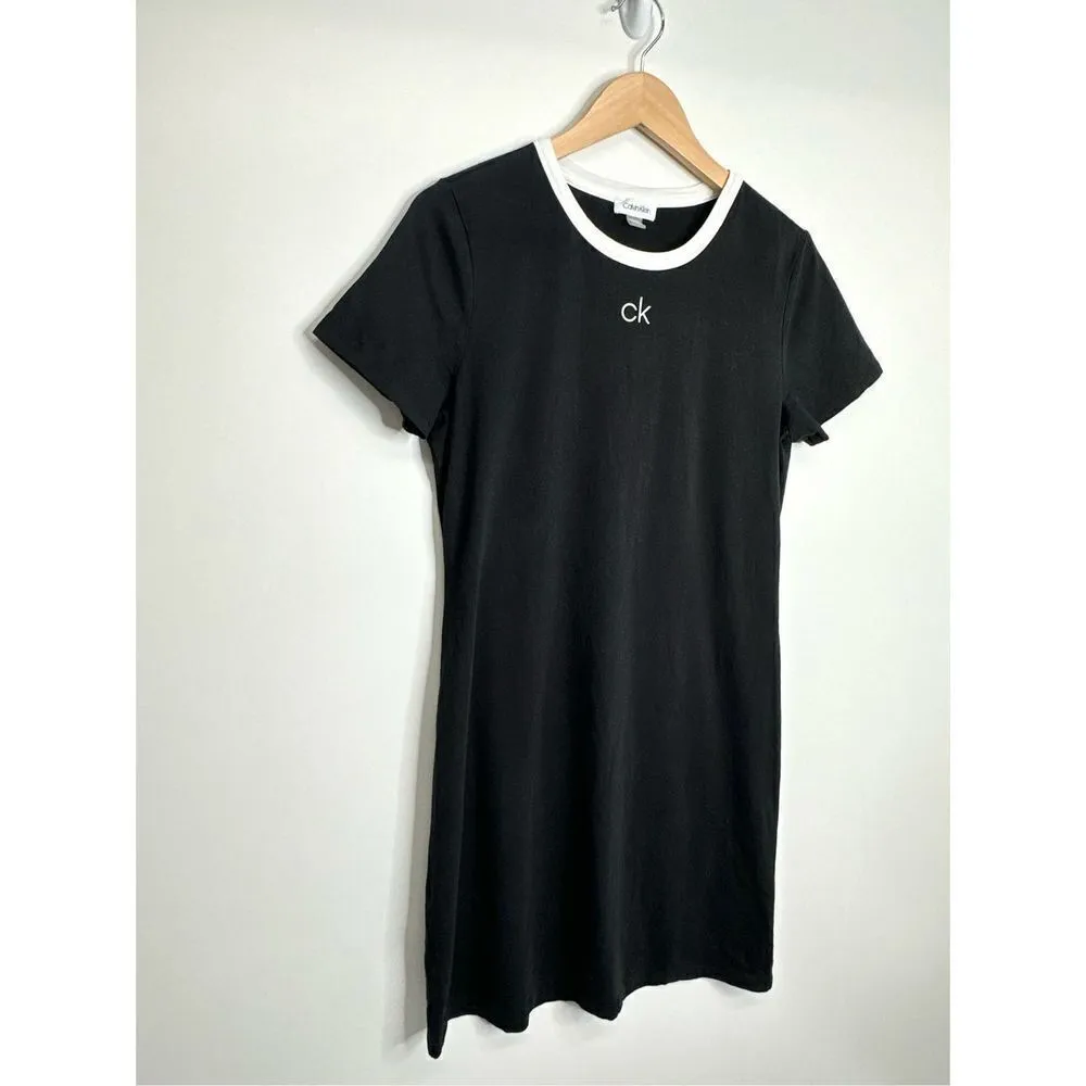 Calvin Klein Shirt Dress Womens Medium Black/White Short Sleeve - Image 3