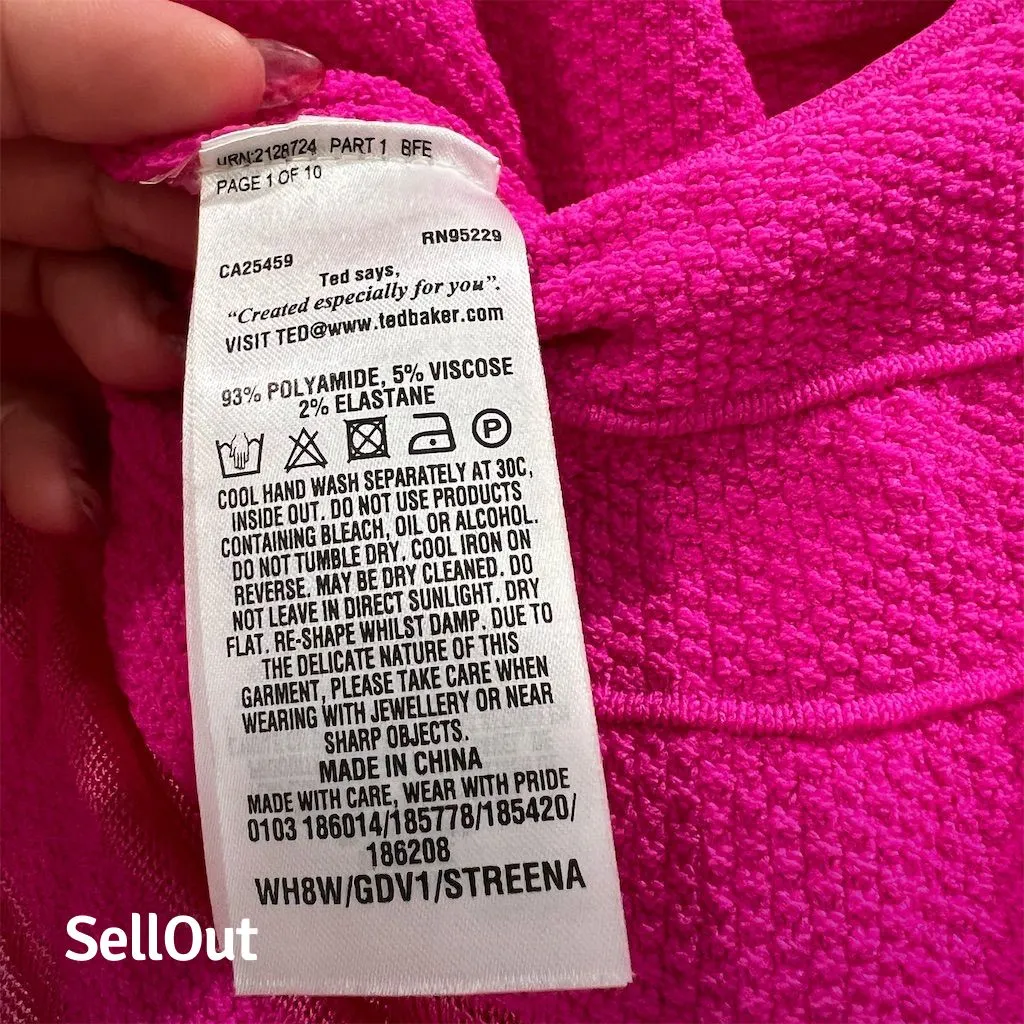 Ted Baker Women's One Shoulder Pink Knitted Skater Dress Size M - Image 4