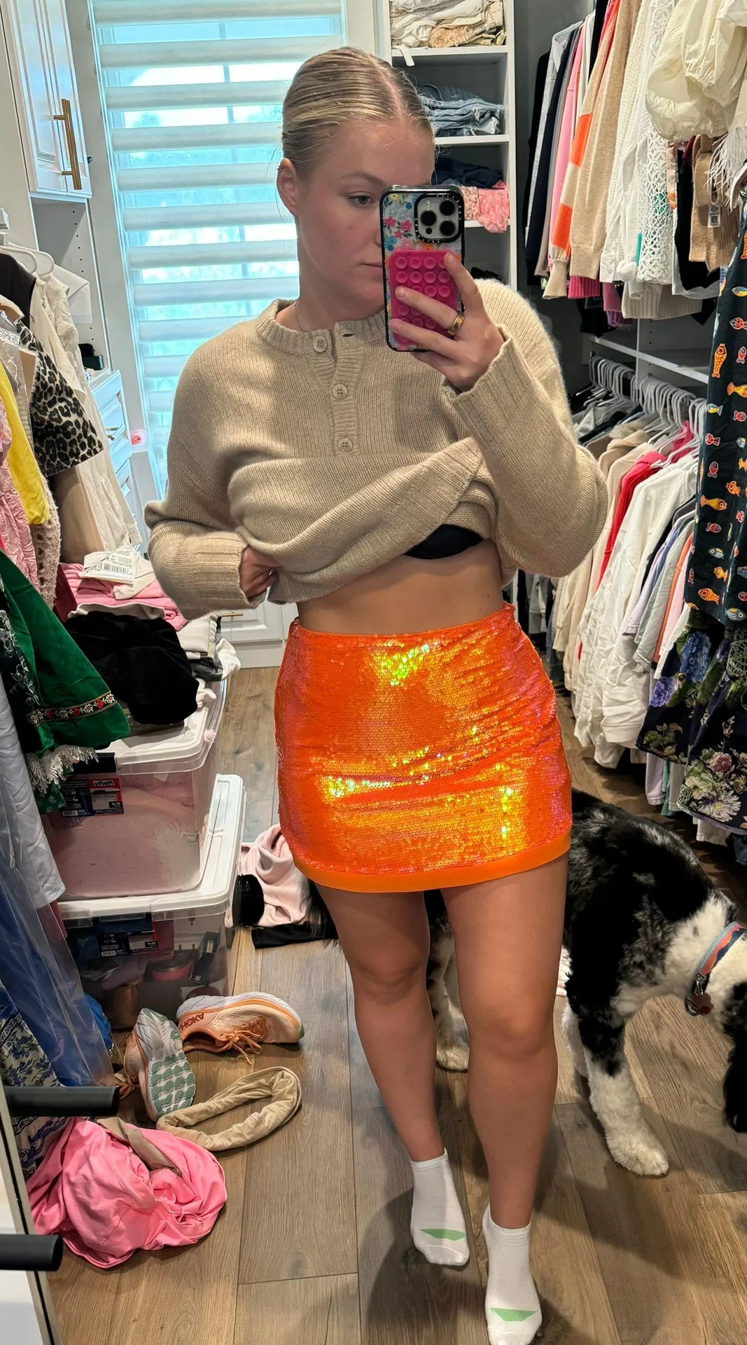 Orange Sequin Mini Skirt NWT  - Image 9