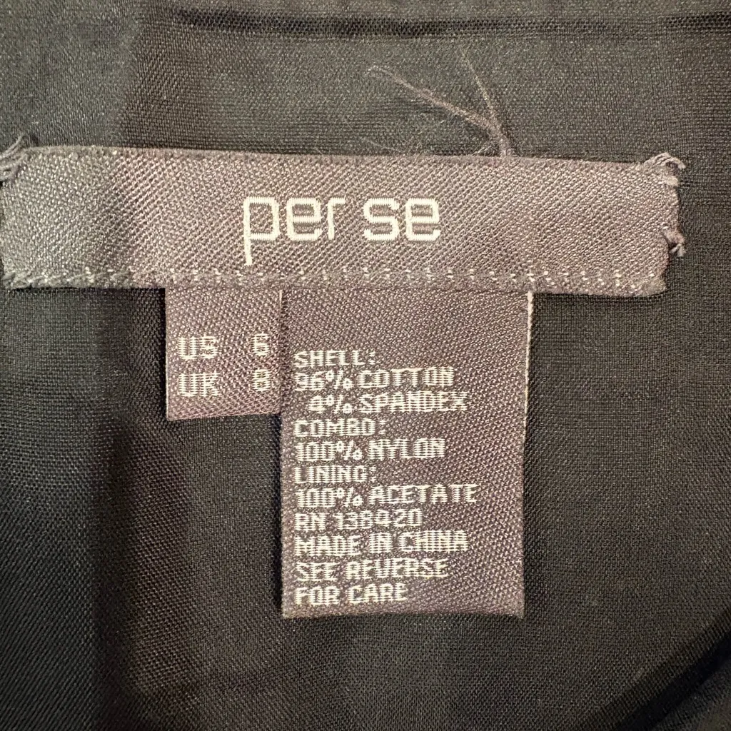 Per Se skirt with ribbon and grommets decor knee length sz 6 8 M black navy - Image 3