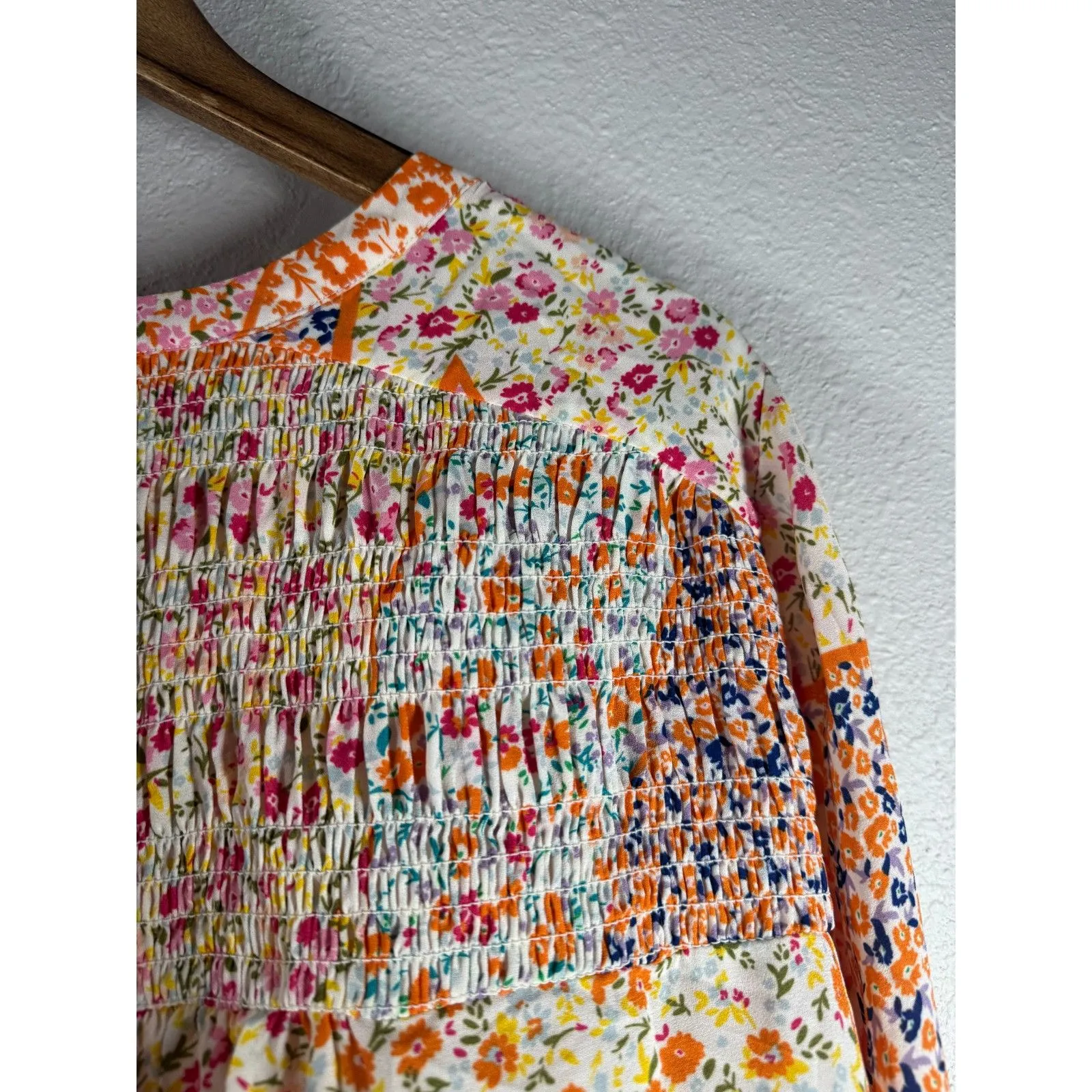 Rose + Olive Womens Floral Button Up Top Sz 2X Comfort Casual Boho V Neck Orange - Image 5