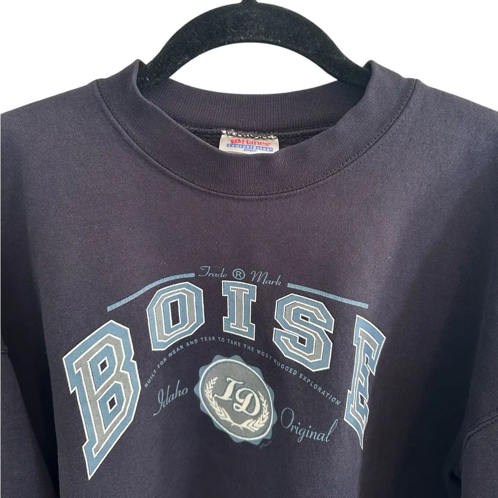Hanes Sweatshirt Crewneck Boise Idaho Graphic Relaxed Casual Size Large - Image 3