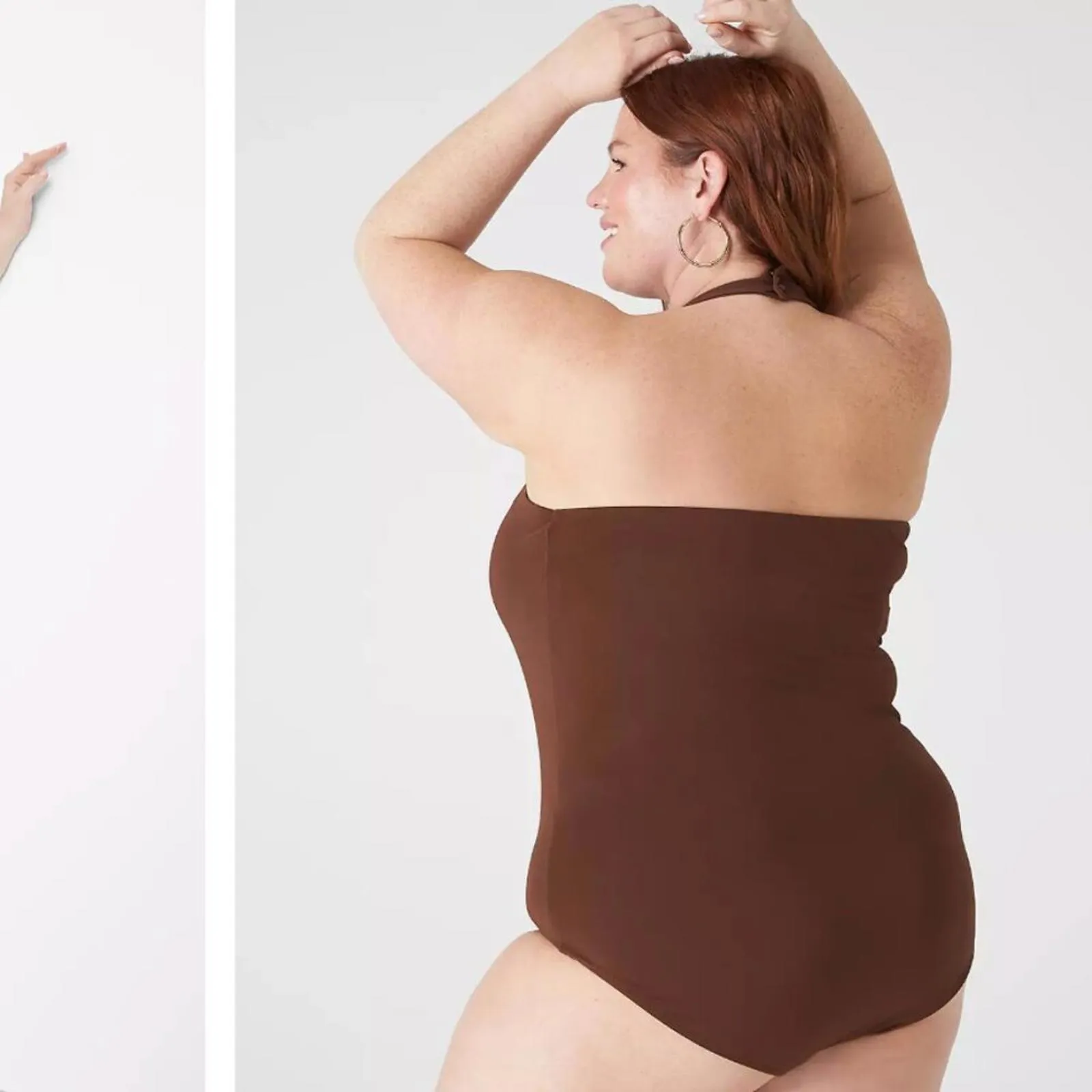 NWT Lane Bryant Fitted Double Layer Halter Bodysuit in Potting Soil Brown 22/24 - Image 3