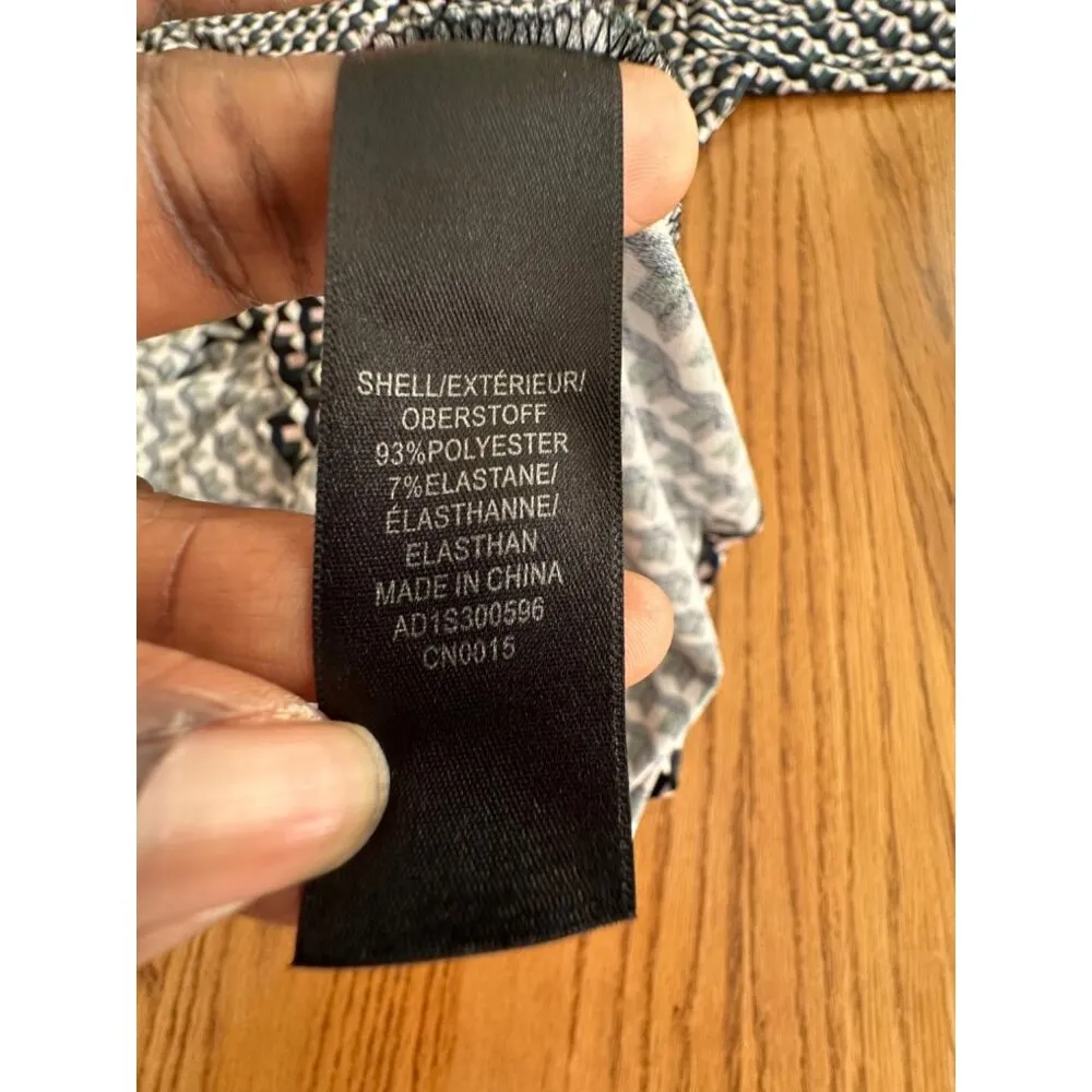 Adrianna Papell Faux Wrap Geometric Print V-Neck Long Sleeve Dress M Office Wear - Image 12