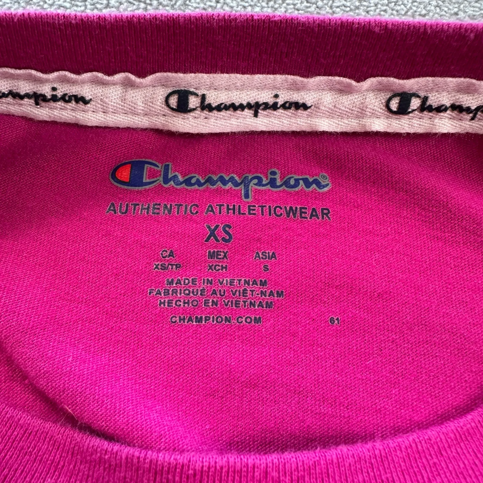 Champion T Shirt Womens XS Pink Authentic Athleticwear Graphic Short Sleeve Crew - Image 4