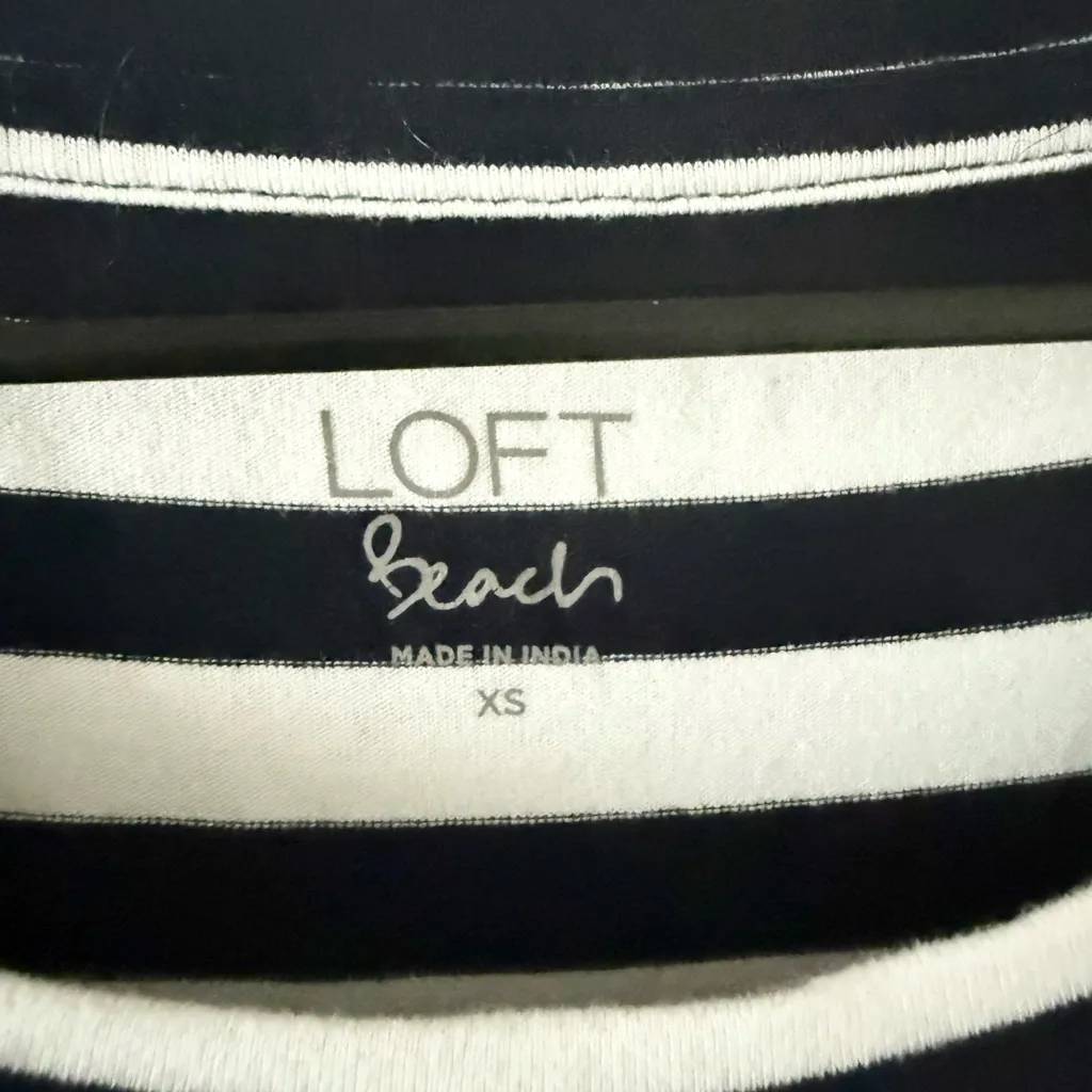 LOFT Beach Short Sleeve Midi Dress in Black and White Striped Size XS - Image 3