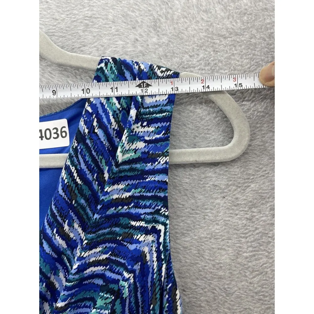 Nine West Women's Dress Sleeveless Blue V Neck Pleated Drop Waist Size 2 Lined - Image 7