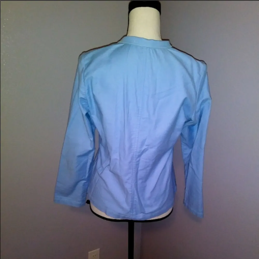 Eileen Fisher blue Italian fabric stretch jacket - Image 5