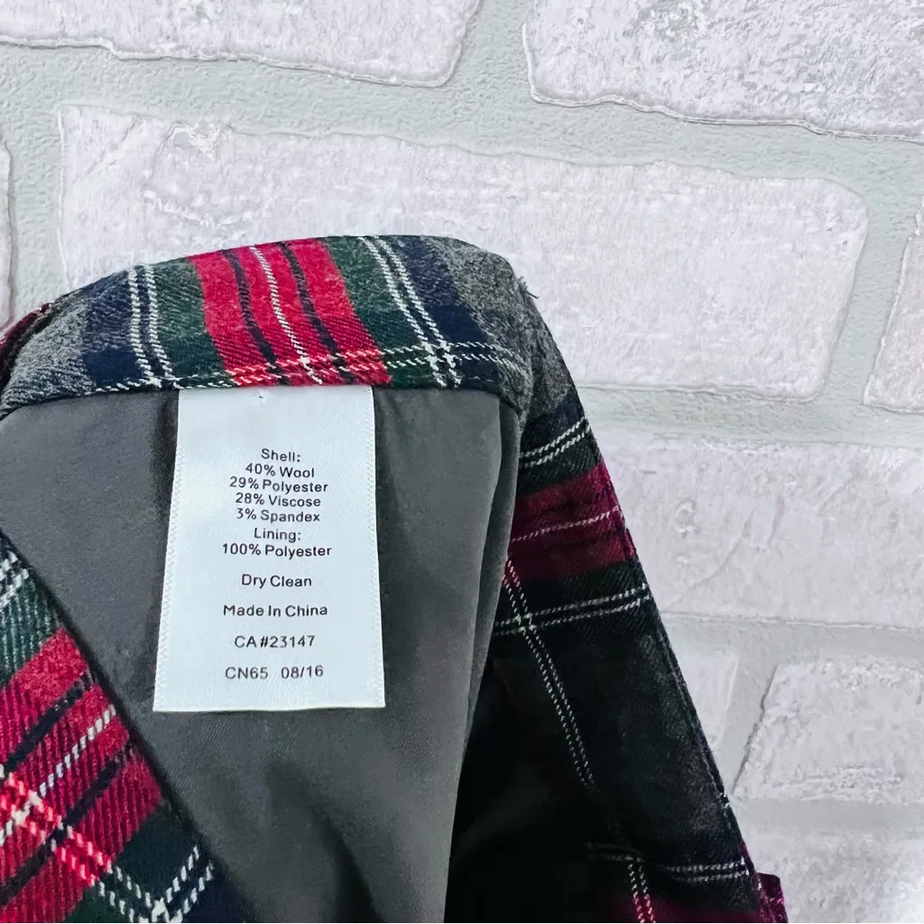 Talbots Petite Tartan Plaid Wool Blend Ankle Pants Size 16P - Image 6