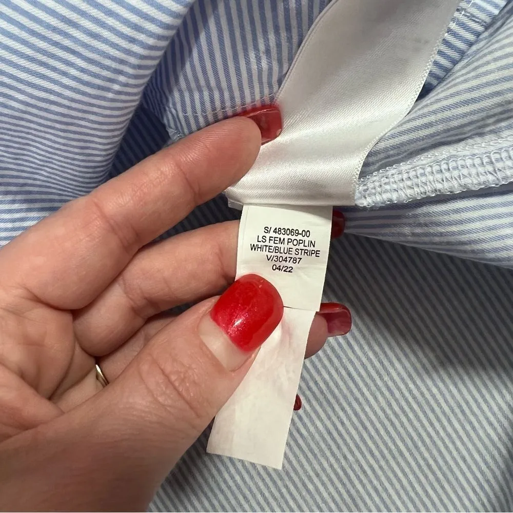 Old navy cotton long sleeve striped‎ poplin shirt - Image 5