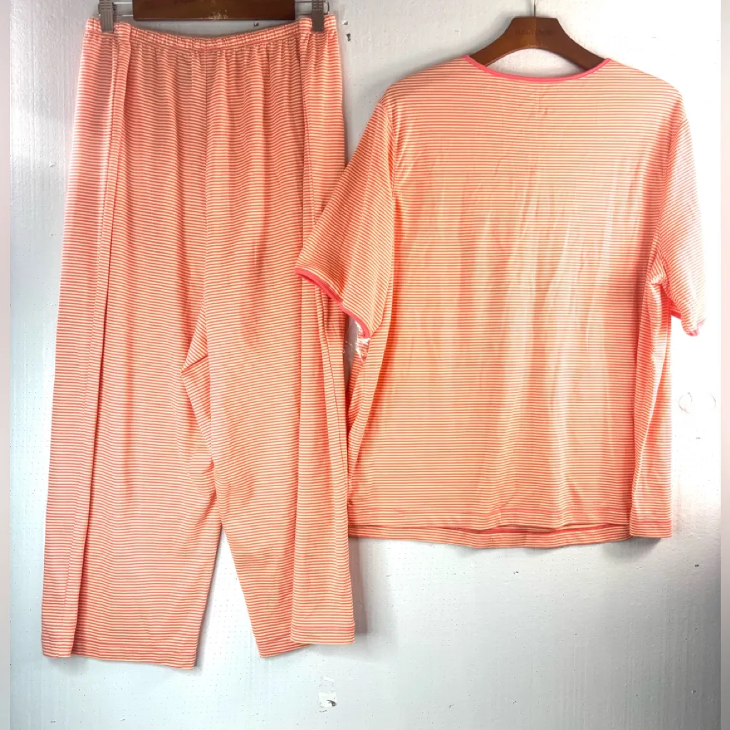 Cabernet 1X Striped Pajama Set in Orange n Yellow Stripes Red - Image 2
