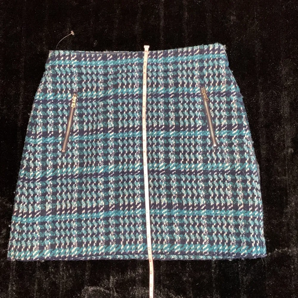 Loft Size 6 Blue Boucle Tweed Skirt A-line Wool Blend Pockets Lined Women’s - Image 2