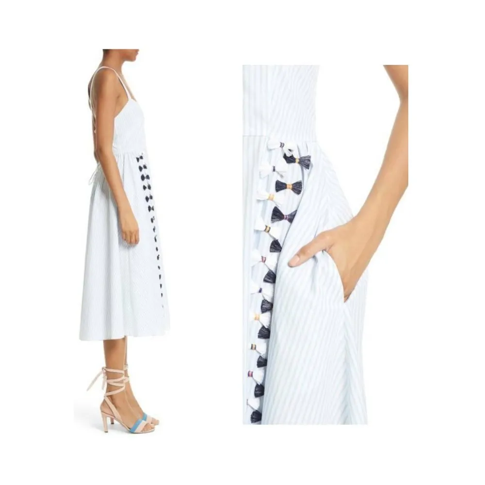 TANYA TAYLOR Pari Embroidered Menswear Stripe Dress(0) - Image 3
