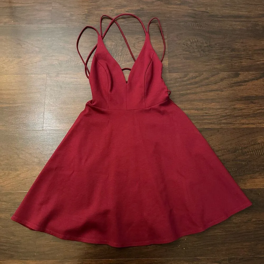 Lulu's Believe in Love maroon strappy open-back fit & flare mini dress size S - Image 6
