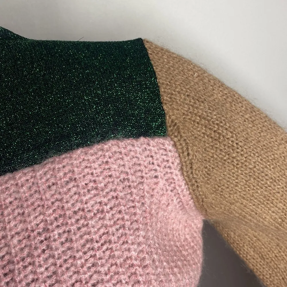 Scotch & Soda OK Bye Selina mohair blend colorblock high neck fuzzy sweater XS - Image 7