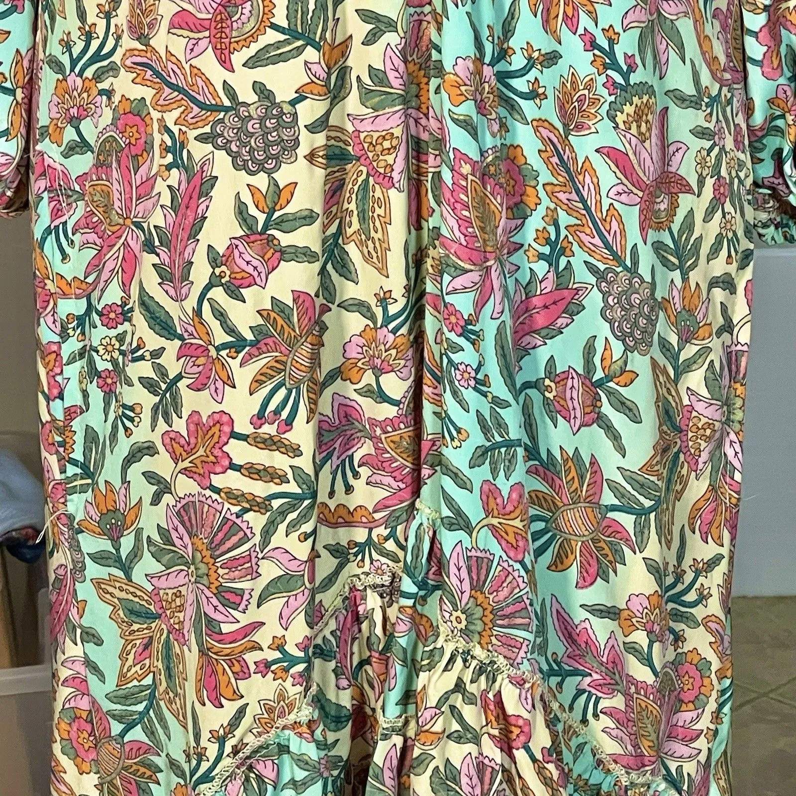 Womens Dress Maxi Floral Off Shoulder Mumu Cottagecore Bohemian Beach Soft Girl Size M - Image 7