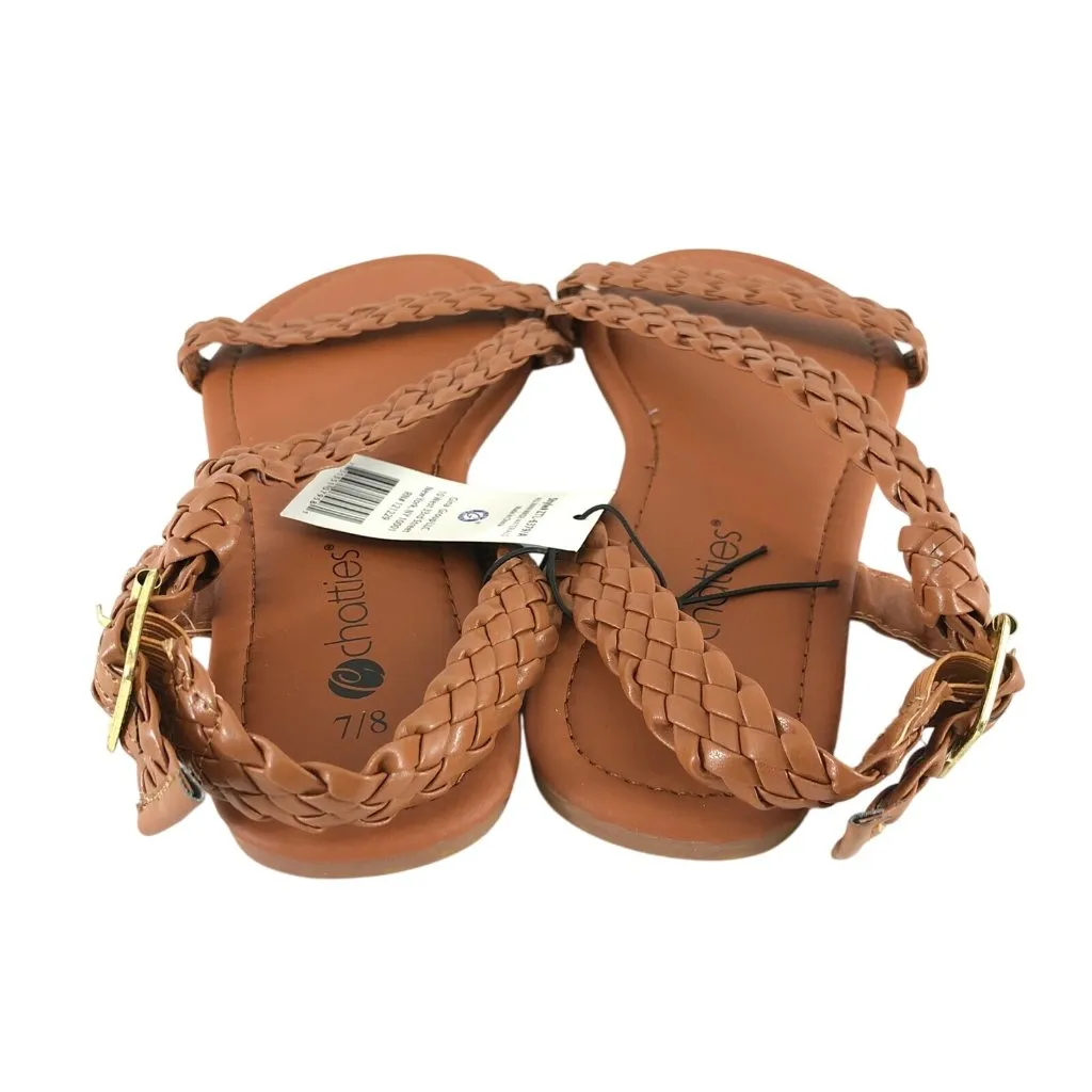 Chatties Womens Sandals Strappy Faux Leather Braided Brown Buckle Size 7 - Image 3