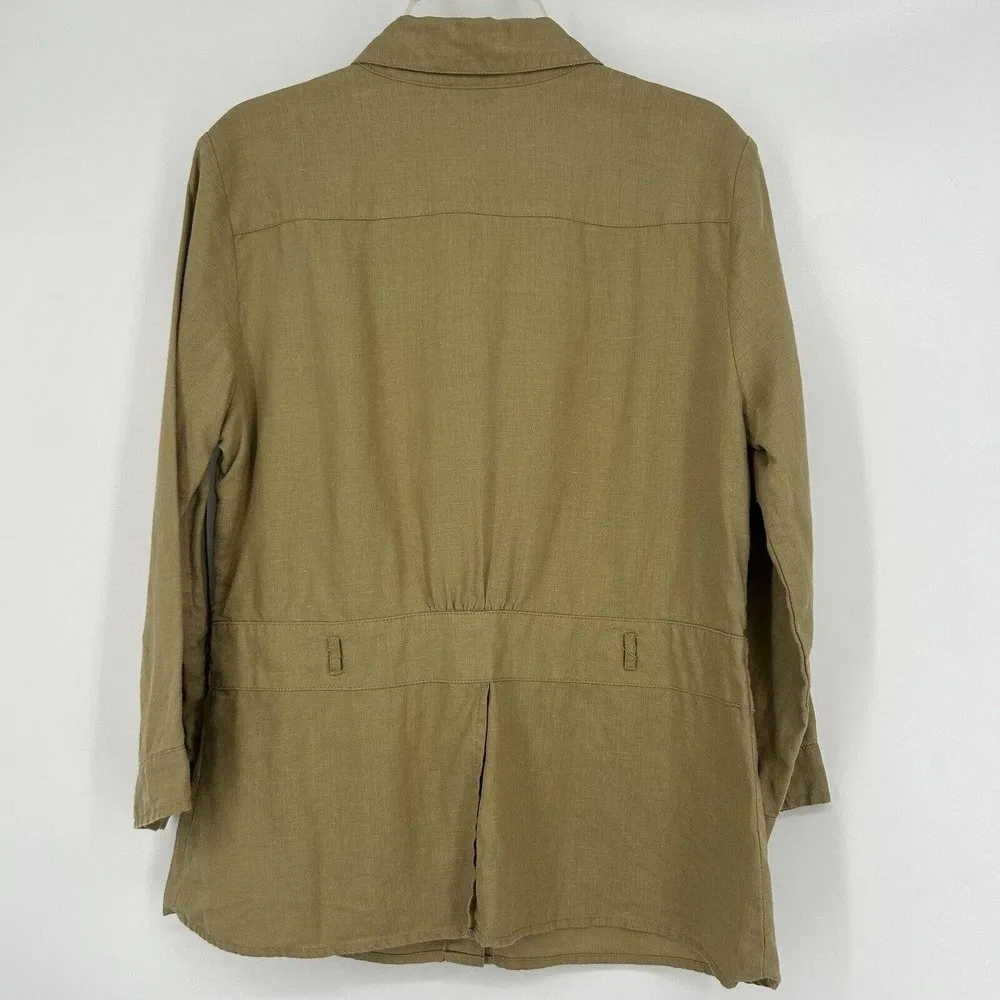 Richard Malcolm Linen Jacket Shacket Khaki Beige Button Front Collared S… - Image 6