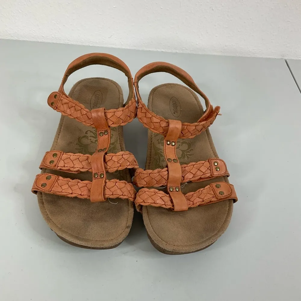Aetrex Reese Braided Leather Strappy Sandals Size 9 - Image 2