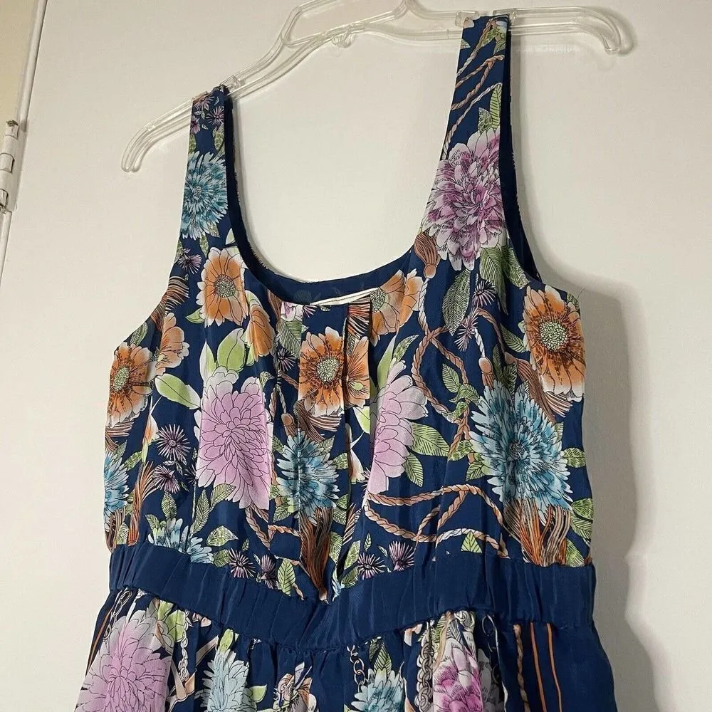 Anthropologie Moulinette Soeurs blue floral silk mini dress with pockets Medium - Image 2