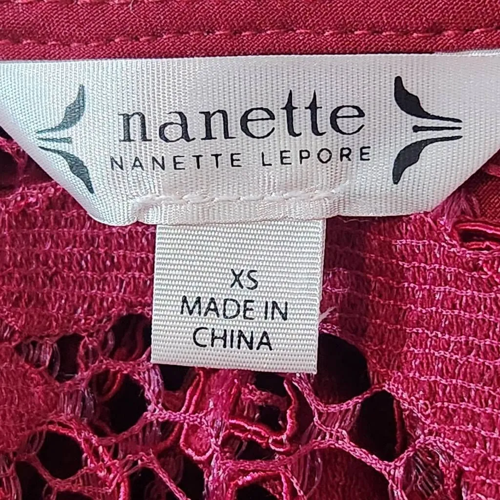 Nanette Lepore Burgundy Lace Blouse with Attached Tank Top Size XS Oxblood Top - Image 6