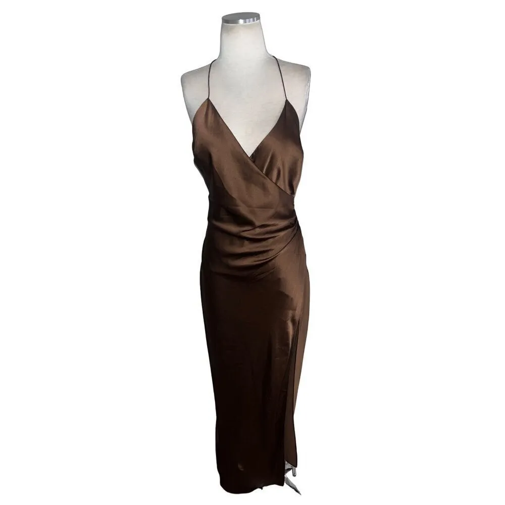 SER.O.YA Emma Dress in Chocolate Medium New Womens Maxi Satin Midi Brown - Image 6