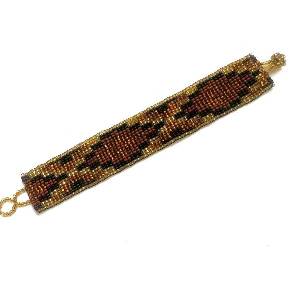 Brown yellow black beaded bracelet - Image 8