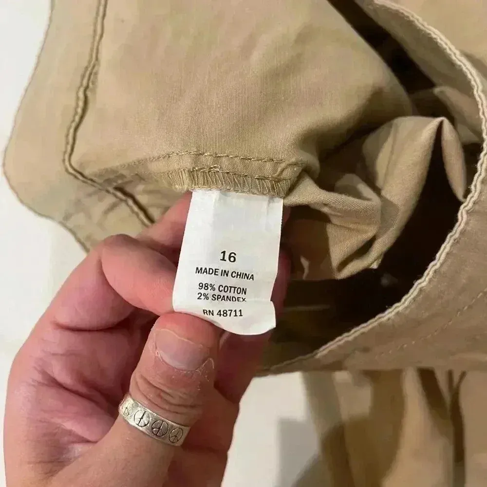 Falls Creek Tan/Beige Straight Leg Utility Work Pants Women's 16 Casual Outdoors - Image 6