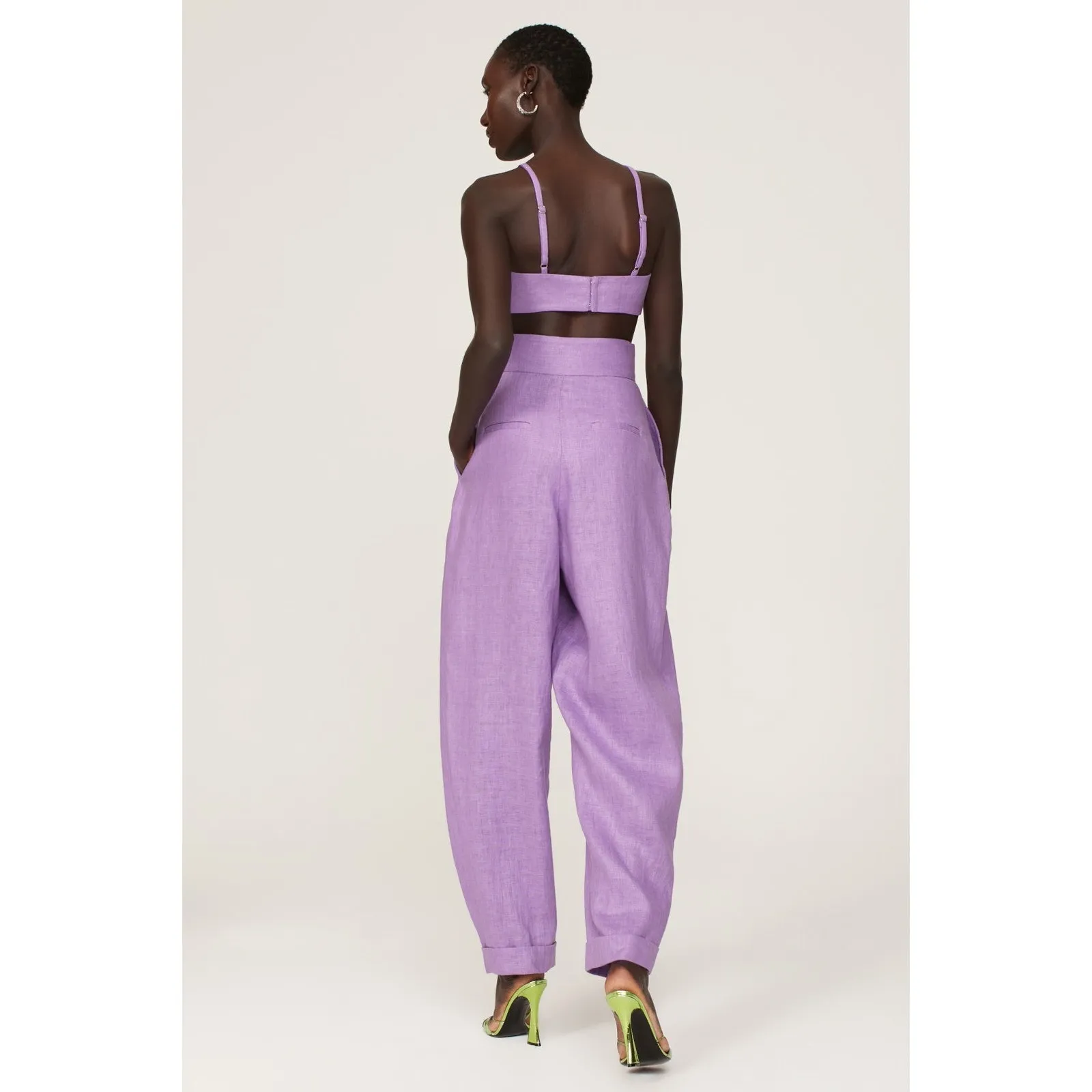 Ronny Kobo Purple Kimora Linen Sleeveless Sweetheart Bra Crop Top Size XS - Image 4