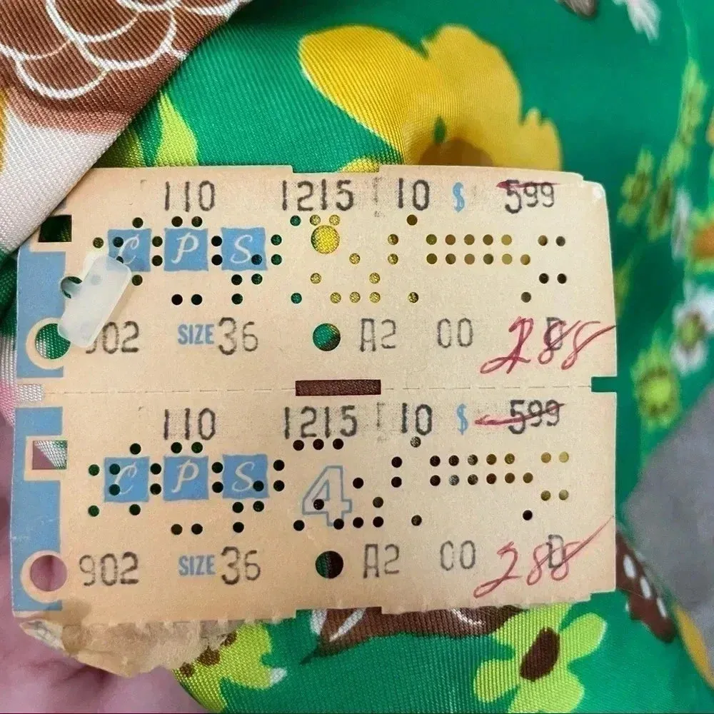 Vintage NWT Green Flower Floral Print 70s Blouse Top - Image 5