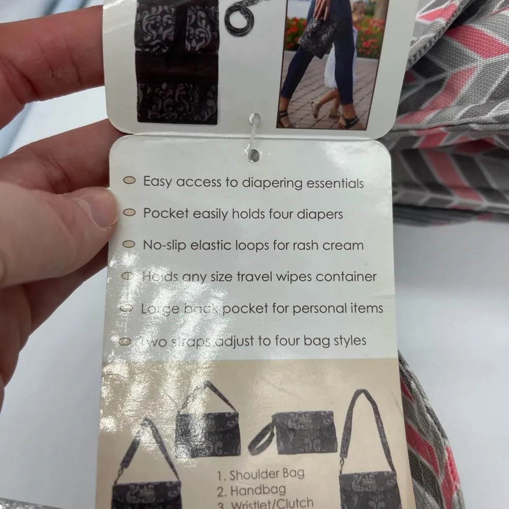 NEW Lillybet by Demdaco Diaper Clutch chevron pink&gray multiple way to … Pink - Image 12