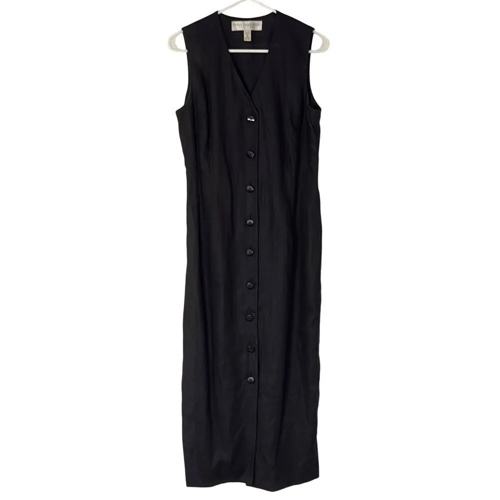 Valerie Stevens Petites vintage 100% linen vneck midi dress 12p - Image 2