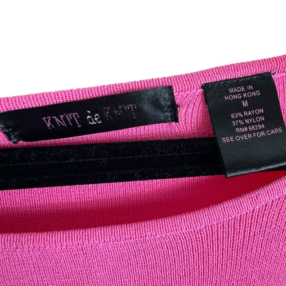 Knit de Knit Pink 3/4 Sleeve Tight Knit Lightweight Pullover Sweater Buttons M Size M - Image 4