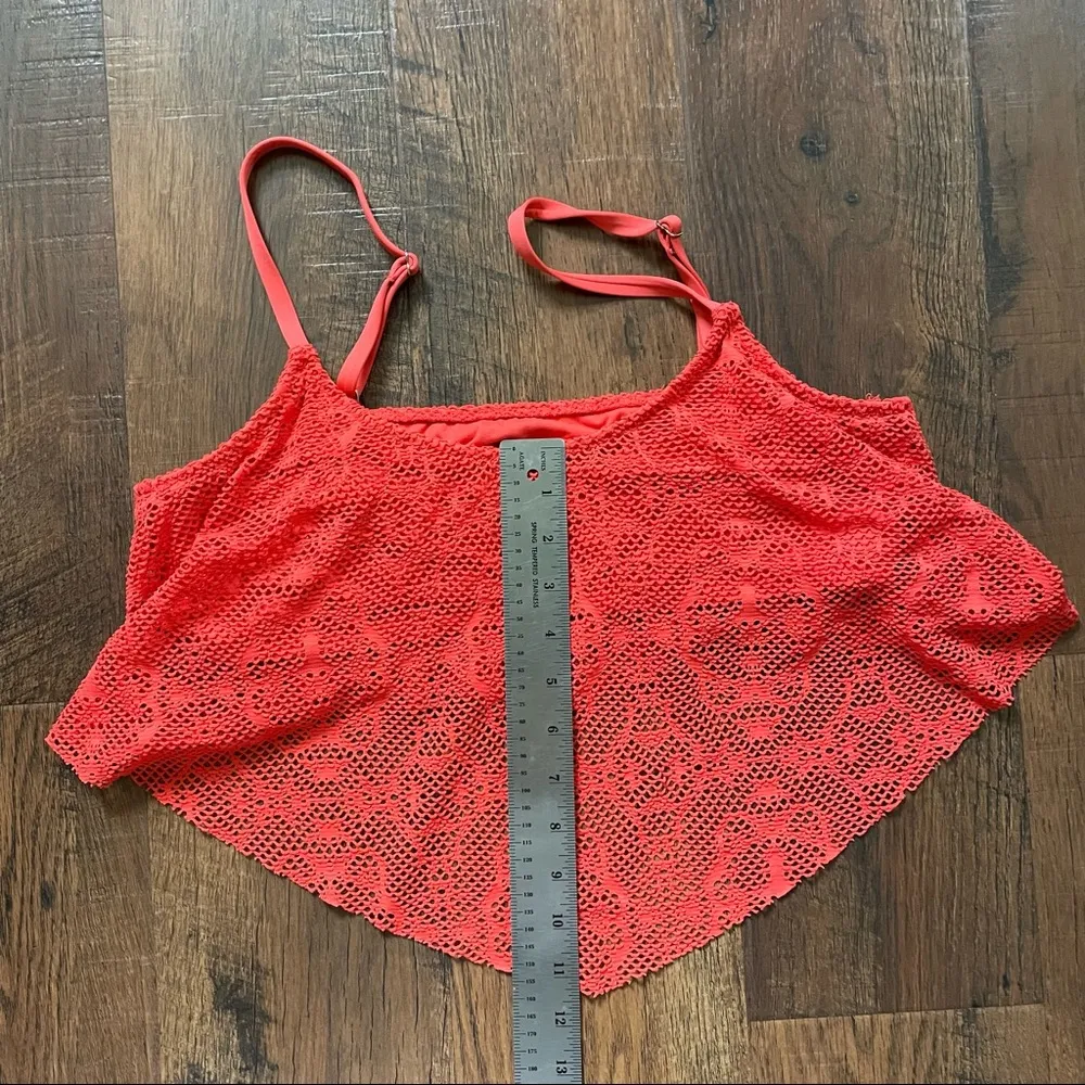 MOSSIMO orange lacey cropped tank top, size XL - Image 6